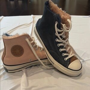Converse Black and Tan High-Top Sneakers